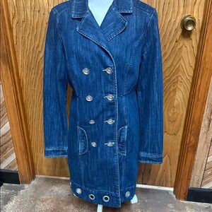 Vaccine Women's Blue Denim Double-Breasted Coat Size Medium.